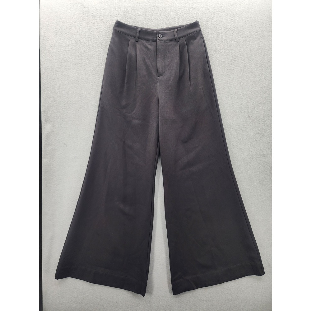 Illa Illa Black Wide Leg Trousers High Waisted Pleated Dress Pants Womens Small‎